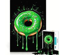 Puzzle de 1000 pièces en Forme de Donut Vert Fluo et Jaune, idéal pour Les Adultes Un Jeu d'entraînement cérébral Relaxant et Amusant, Une œuvre d'art à Assembler (38x52cm)