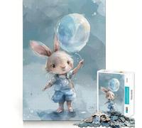 Puzzle de 1000 pièces en Forme de Lapin Aquarelle et de Ballon,idéal pour Les Adolescents Jeu Stimulant Le Cerveau,emboîtement précis sans espaces,activité relaxante en Groupe à l'intérieur (50x75cm)