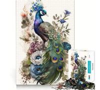 Puzzle de 1000 pièces en Forme de Plume de Paon pour Adultes, Jeu d'esprit et de réflexion, Divertissement d'intérieur, découpe de précision, pour Les fêtes (38x26cm)
