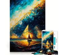 Puzzle de 1000 pièces en Forme de Pyramide Triangulaire, Peinture, découpe Nette, Art, logique, Jeu, détente, Cadeau d'anniversaire Amusant (38x26cm)