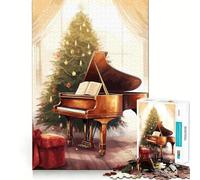 Puzzle de 1000 pièces en Forme de Sapin de Noël et de Piano pour Adolescents améliore la mémoire, détend l'esprit, Cadeau créatif aux Bords Nets (38x52cm)