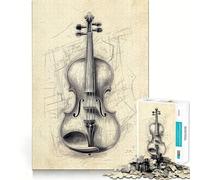 Puzzle de 1000 pièces en Forme de Violon,Jeu de Concentration mentale sans Espace,Design ajusté,défi cérébral interactif pour la Maison (38x52cm)