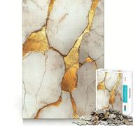 Puzzle de 1000 pièces en marbre Blanc et Or,Jeu de réflexion,découpe de Haute précision,défi Amusant pour Passer Le Temps d'attente (38x26cm)