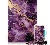Puzzle de 1000 pièces en marbre Violet et Or pour Adolescents, Jeu intellectuel, Joie familiale, découpe de qualité, Cadeau élégant (38x26cm)