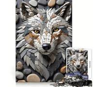 Puzzle de 1000 pièces en mosaïque de pierre représentant une tête de loup idéal pour les adolescents Stimule la mémoire apaise et offre des bords nets Cadeau parfait pour les vœux du Père Noël 38x52cm