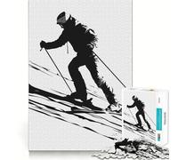 Puzzle de 1000 pièces en Noir et Blanc sur Le thème du Ski pour Adolescents Jeu de logique Solide et apaisant Découpe de précision pour Les vœux du Père Noël 38x26cm