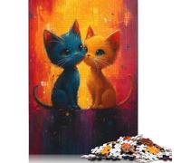 Puzzle de 1000 pièces en papier avec un couple de chats pour adultes et adolescents (à partir de 12 ans), 1000 pièces (75 x 50 cm)