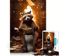 Puzzle de 1000 pièces en Papier Journal avec Un Raton Laveur dans Les Toilettes pour Adultes Casse-tête et Loisirs Domicile Cadeau d'anniversaire (38x26cm)