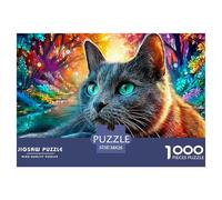 Puzzle de 1000 pièces en Papier Premium représentant Un Chat, Un Jeu éducatif pour Le Cerveau. Ce Puzzle pour Les Adultes, Les Adolescents et. Un Cadeau Parfait de Famille: 38 x 26 cm / 1000 pièces.