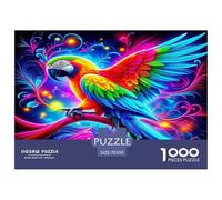 Puzzle de 1000 pièces en Papier recyclé - Perroquet Phénix Cosmique Néon Dynamique Psychédélique. Activité familiale idéale pour la décoration Murale. 70 x 50 cm / 1000 pièces