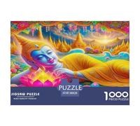 Puzzle de 1000 pièces en Papier recyclé représentant Une Statue de Bouddha couché sur Un Lotus. Jeu Familial Stimulant et captivant. Niveau de difficulté : Difficile (38 x 26 cm).