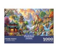 Puzzle de 1000 pièces en Papier recyclé « Village d'automne » - Jardin Magique du Palais Asiatique - Idéal pour décompresser - Jeu éducatif - 38 x 26 cm