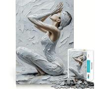 Puzzle de 1000 pièces en Peinture à Figures Blanches pour Adolescents,Jeu de Concentration mentale,découpe de précision,Bords Lisses, pour Les fêtes (38x26cm)