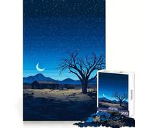 Puzzle de 1000 pièces en Pixel Art représentant Un Paysage Nocturne avec Une Maison abandonnée pour Les Adolescents,il favorise la mémoire,Offre Un Divertissement paisible et des découpes impeccables