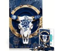 Puzzle de 1000 pièces en Porcelaine Kintsugi Crâne pour Adolescents Jeu de logique Puissant Idée Cadeau d'anniversaire aux Bords Nets (38x26cm)