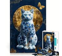 Puzzle de 1000 pièces en Porcelaine représentant Un Chat en kintsugi, idéal pour Les Adolescents Un Jeu de réflexion apaisant et Un Cadeau Artistique de qualité supérieure (38x52cm)