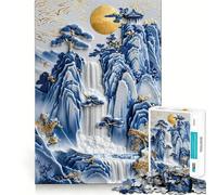 Puzzle de 1000 pièces en Porcelaine représentant Un Temple avec Cascade, idéal pour Les Adolescents Un Jeu de réflexion apaisant et Artistique de qualité supérieure (50x75cm)