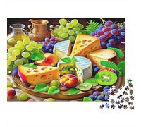 Puzzle de 1000 pièces en représentant des Fruits, du Fromage, des Raisins et Un Plateau de Fruits avec Bocal. Niveau de difficulté : Impossible, Difficile, Un Vrai défi ! 38 x 26 cm / 1000 pièces