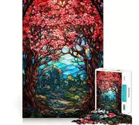 Puzzle de 1000 pièces en Verre de qualité supérieure,Motif Fleurs de Cerisier,pour Un Jeu créatif et Relaxant,idéal pour Noël (38x52cm)