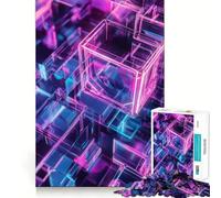 Puzzle de 1000 pièces en Verre néon, Cubes, pour Adultes, Jeu Intelligent et Anti-Stress, Assemblage de Motifs, Surprise chaleureuse (38x52cm)