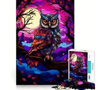 Puzzle de 1000 pièces en vitrail Hibou, Couleurs Vives, pour Adolescents, Jeu de logique Clair, détente, découpe Parfaite, (38x52cm)