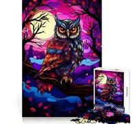 Puzzle de 1000 pièces en vitrail Hibou, Couleurs Vives, pour Adolescents, Jeu de logique Clair, détente, découpe Parfaite, (38x52cm)