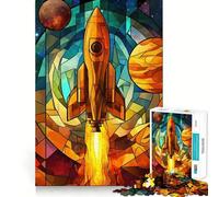 Puzzle de 1000 pièces en vitrail représentant Le Lancement d'une fusée, idéal pour Les Adolescents Un Jeu Stimulant et Amusant à Assembler, Un Cadeau élégant 38x52cm
