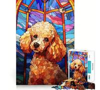 Puzzle de 1000 pièces en vitrail représentant Un Caniche, idéal pour Les Adolescents Jeu de logique Puissant, Parfait pour s'évader et Profiter d'un Cadeau d'anniversaire Original (38x26cm)