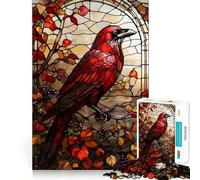 Puzzle de 1000 pièces en vitrail représentant Un Corbeau, idéal pour Les Adolescents Jeu de réflexion Stimulant, activité à la Maison, Cadeau Original et touchant 38x26cm