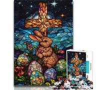 Puzzle de 1000 pièces en vitrail représentant Un Lapin de Pâques pour Adolescents, Jouets éducatifs et éducatifs, Jeux en Famille, Cadeaux pour Amis et Famille, 50x75cm