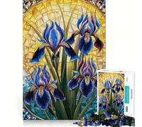 Puzzle de 1000 pièces en vitrail représentant Un phénix et des Iris, idéal pour Adultes Jeu de logique Pure, Anti-Stress, découpe Nette, Cadeau de Noël 50x75cm