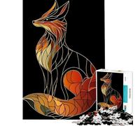 Puzzle de 1000 pièces en vitrail représentant Un Renard et sa Famille Jeu éducatif défi et Jouet pour Les Anniversaires Analyse et logique (Taille 38x26cm)