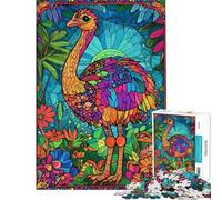 Puzzle de 1000 pièces en vitrail représentant Une Autruche idéal pour Les Adolescents et Les familles Activités ludiques à la Maison Apprentissage et Jeux éducatifs (Dimensions 38x52cm)
