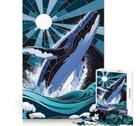 Puzzle de 1000 pièces en vitrail représentant Une Baleine bondissant Hors des Vagues pour Les Adolescents Développe la mémoire Cognitive apaise et Offre Un Moment de détente Cadeau d'anniversaire