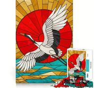 Puzzle de 1000 pièces en vitrail représentant Une Grue survolant l'eau, idéal pour Les Adolescents Décoration Murale 50x75cm pour Un Moment de détente et de mémoire