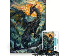 Puzzle de 1000 pièces en vitrail représentant Une Queue de Dragon, idéal pour Adultes Un Jouet Intelligent et décoratif pour la Maison Découpe précise Décoration Murale 38x26cm