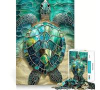 Puzzle de 1000 pièces en vitrail représentant Une Tortue Marine, idéal pour Les Adolescents Un Jeu Stimulant et Relaxant à Assembler, Un Cadeau attentionné 38x26cm