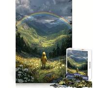 Puzzle de 1000 pièces « Enfant sous l'arc-en-Ciel - Vallée des Fleurs Sauvages » Décoration aux Bords Nets Activité ludique et Facile à Vivre Cadeau Artistique de Noël (38x52cm)