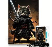 Puzzle de 1000 pièces Épée de Chat samouraï pour Adolescents Jeu de logique Stimulant, détente mentale, Bords Nets, Cadeau élégant (50x75cm)