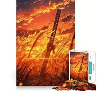 Puzzle de 1000 pièces Épée de samouraï au Coucher du Soleil pour Adultes, Jeu de réflexion et d'éveil, activité à la Maison, découpe Lisse, Surprise de Noël (38x52cm)