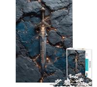 Puzzle de 1000 pièces Épée enchantée sur Pierre fissurée pour Adolescents et Adultes Jeu Manuel Stimulant et Amusant à Faire à la Maison (50x75cm)