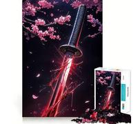 Puzzle de 1000 pièces Épée ensanglantée de samouraï pour Adultes, Jouet Amusant et décontracté, décoration Murale aux Bords Lisses (38x52cm)