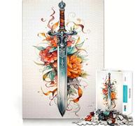 Puzzle de 1000 pièces Épées et Fleurs pour Adultes Jeu Intelligent et décoratif Mural Découpe précise 38x26cm
