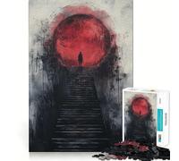Puzzle de 1000 pièces Escalier de la Lune Rouge pour Adultes et Adolescents À Construire Lentement, à apprécier Découpe précise Pièce de Collection Artistique (38x26cm)