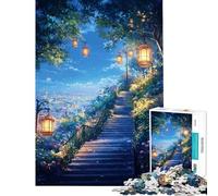 Puzzle de 1000 pièces Escalier Nocturne vers Les lumières de la Ville Jeu Anti-Stress de précision idéal pour Les 14 Ans et Plus (38x52cm)