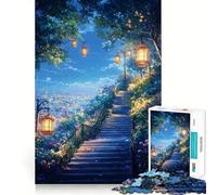 Puzzle de 1000 pièces Escalier Nocturne vers Les lumières de la Ville pour Adolescents, Puzzle Stimulant la mémoire, Jeu apaisant, Bords tendus, Cadeau de qualité supérieure (50x75cm)