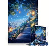 Puzzle de 1000 pièces Escalier Nocturne vers Les lumières de la Ville pour Adolescents, Puzzle Stimulant la mémoire, Jeu apaisant, Bords tendus, Cadeau de qualité supérieure (50x75cm)