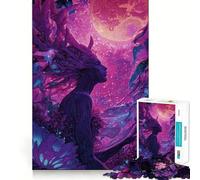Puzzle de 1000 pièces Esprit de la forêt Mystique sous Une Lune Rose pour Adolescents, idéal pour stimuler la mémoire et Lutter Contre Le Stress, décoration Murale aux Bords Nets (38x52cm)