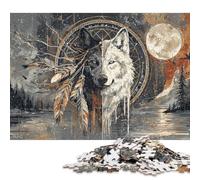 Puzzle de 1000 pièces « Esprit du Loup au Clair de Lune » pour Adultes et Adolescents - Puzzle en Bois Durable | Jeux 1000 pièces (75 x 50 cm)
