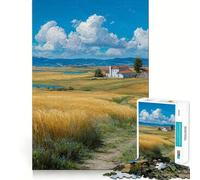 Puzzle de 1000 pièces Été sur la Plaine dorée pour Adolescents, Collection Clear Cut Art, pour se Souvenir de la Mise à Niveau et s'amuser 38x26cm